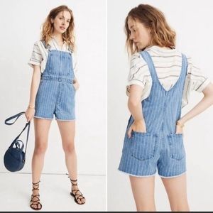 Madewell Small Pinstripe Pinyon Shortalls overalls short